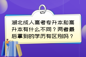 湖北成人高考专升本和高升本有什么不同?两者最后拿到的学历有区别吗?