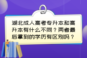 湖北成人高考专升本和高升本有什么不同？两者最后拿到的学历有区别吗？