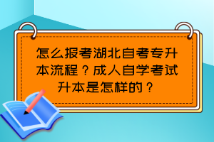 怎么报考湖北自考专升本流程?成人自学考试升本是怎样的?