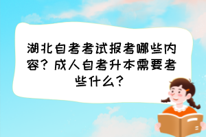 湖北自考考试报考哪些内容?成人自考升本需要考些什么?