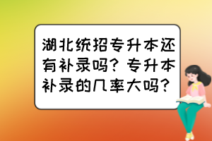 湖北统招专升本还有补录吗?专升本补录的几率大吗?