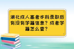 湖北成人高考本科录取后有没有学籍信息?成考学籍怎么查?
