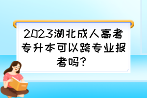 2023湖北成人高考专升本可以跨专业报考吗?