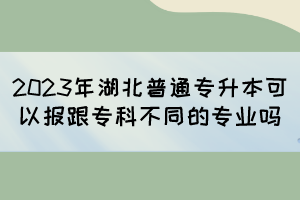 2023年湖北普通专升本可以报跟专科不同的专业吗?