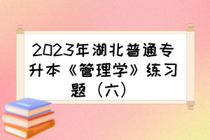 2023年湖北普通专升本《管理学》练习题（六）