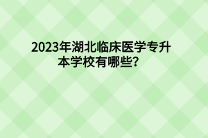 2023年湖北临床医学专升本学校有哪些?