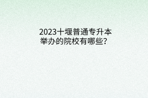 2023十堰普通专升本举办的院校有哪些？