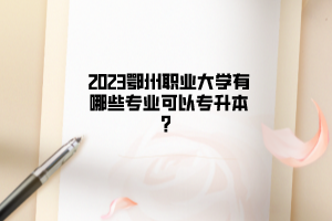 2023鄂州职业大学有哪些专业可以专升本？