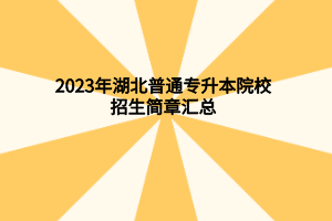 2023年湖北普通专升本院校招生简章汇总