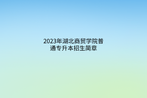 2023年湖北商贸学院普通专升本招生简章