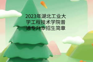 2023年湖北工业大学工程技术学院普通专升本招生简章