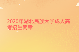 2020年湖北民族大学成人高考招生简章