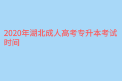 2020年湖北成人高考专升本考试时间