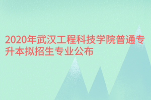 2020年武汉工程科技学院普通专升本拟招生专业公布