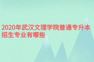 2020年武汉文理学院普通专升本招生专业有哪些