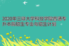 2020年三峡大学科技学院普通专升本拟招生专业与招生计划