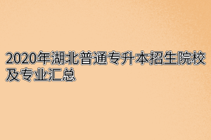 2020年湖北普通专升本招生院校及专业汇总