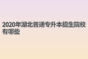 2020年湖北普通专升本招生院校有哪些