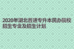 2020年湖北普通专升本民办院校招生专业及招生计划