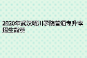 2020年武汉晴川学院普通专升本招生简章