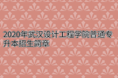 2020年武汉设计工程学院普通专升本招生简章