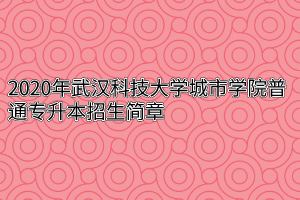 2020年武汉科技大学城市学院普通专升本招生简章