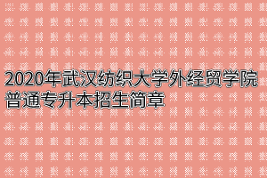 2020年武汉纺织大学外经贸学院普通专升本招生简章