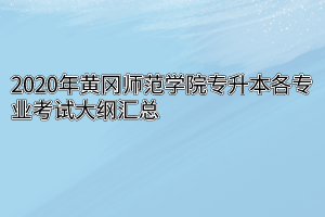 2020年黄冈师范学院专升本各专业考试大纲汇总