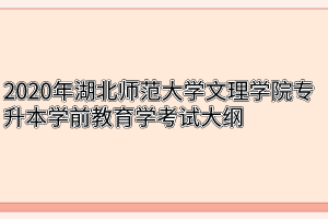 2020年湖北师范大学文理学院专升本学前教育学考试大纲