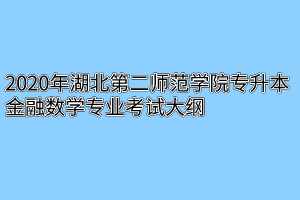 2020年湖北第二师范学院专升本金融数学专业考试大纲