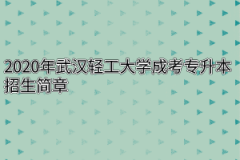 2020年武汉轻工大学成考专升本招生简章