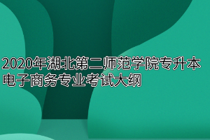 2020年湖北第二师范学院专升本电子商务专业考试大纲