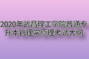 2020年武昌理工学院普通专升本管理学原理考试大纲