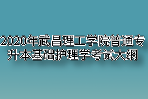 2020年武昌理工学院普通专升本基础护理学考试大纲