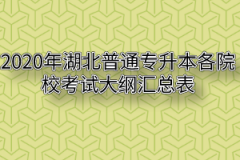 2020年湖北普通专升本各院校考试大纲汇总表