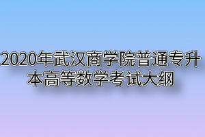2020年武汉商学院普通专升本高等数学考试大纲