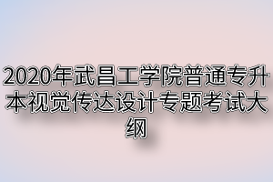 2020年武昌工学院普通专升本视觉传达设计专题考试大纲