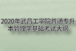 2020年武昌工学院普通专升本管理学基础考试大纲