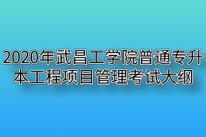 2020年武昌工学院普通专升本工程项目管理考试大纲