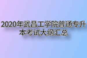 2020年武昌工学院普通专升本考试大纲汇总