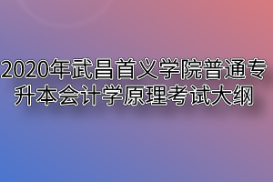 2020年武昌首义学院普通专升本会计学原理考试大纲