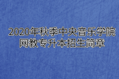 2020年秋季中央音乐学院网教专升本招生简章