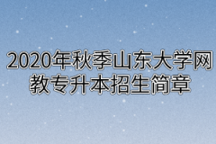 2020年秋季山东大学网教专升本招生简章