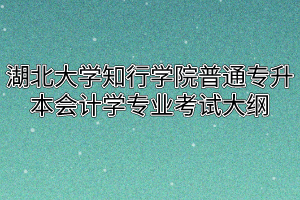 2020年湖北大学知行学院普通专升本会计学专业考试大纲