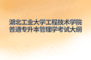 2020年湖北工业大学工程技术学院普通专升本管理学作考试大纲