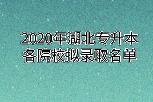 2020年湖北专升本各院校拟录取名单