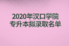 2020年汉口学院专升本拟录取名单