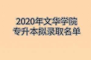 2020年文华学院专升本拟录取名单
