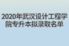 2020年武汉设计工程学院专升本拟录取名单