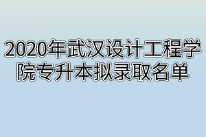 2020年武汉设计工程学院专升本拟录取名单